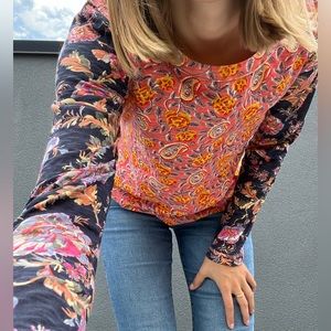 Cino Long Sleeve Cotton Shirt Colorblock Watercolor NWT